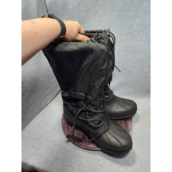Sorel Women's Waterproof Winter Boots Size 8 Black Nylon & Rubber Snow Shoes - Picture 2 of 12